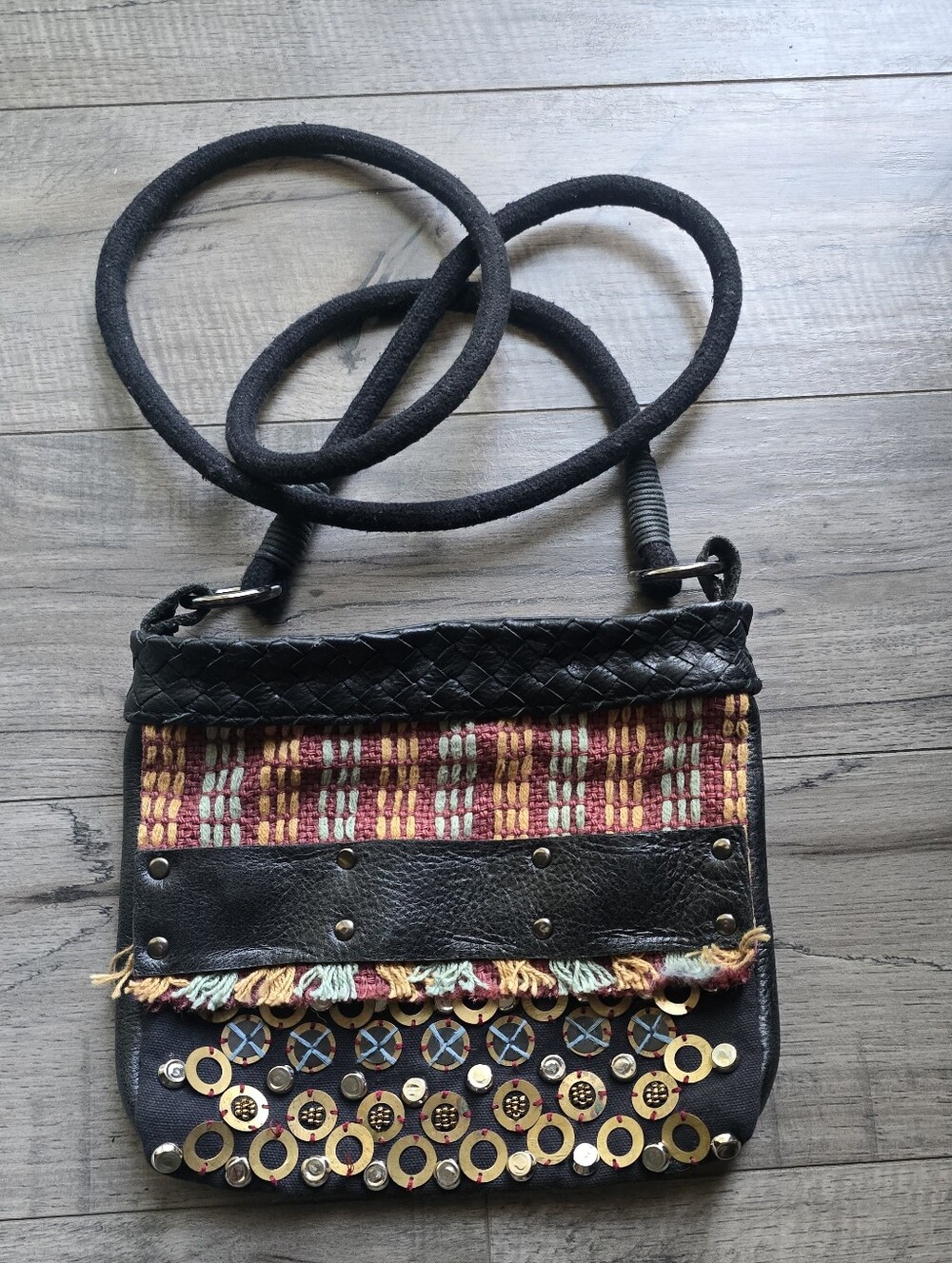 Free People Black Bina Embellished Crossbody Bag